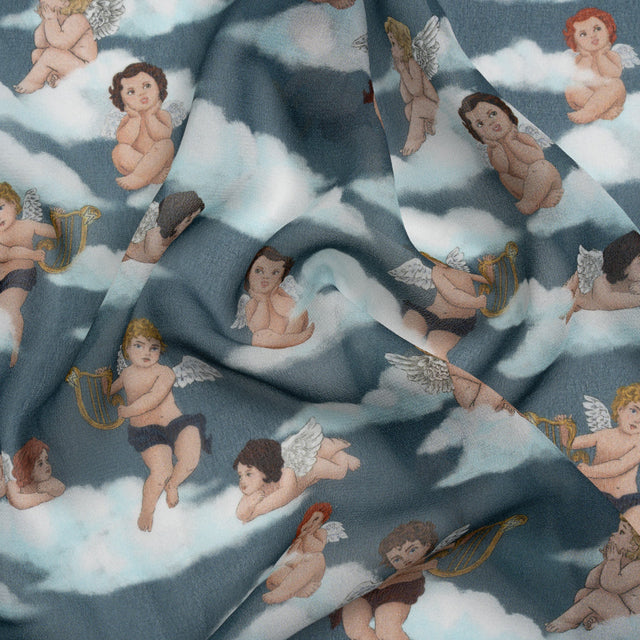 Mood Exclusive Blue Drowsy Dreamers Viscose Chiffon