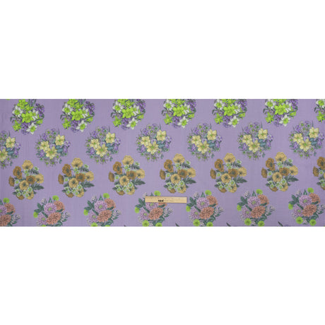 Crinkled Cotton Gauzy Woven Print - Light Purple Floral Bunches - Mood Exclusive Flower Shoppe