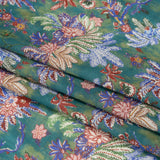 Crinkled Cotton Gauzy Woven Print - Forest Green, Red and Blue Floral - Mood Exclusive Derbyshire Stroll