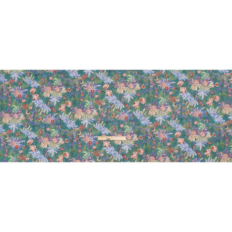 Crinkled Cotton Gauzy Woven Print - Forest Green, Red and Blue Floral - Mood Exclusive Derbyshire Stroll