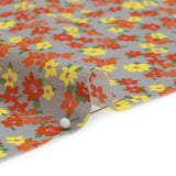 Crinkled Cotton Gauzy Woven Print - Red, Yellow and Gray Floral - Mood Exclusive Little Lillies