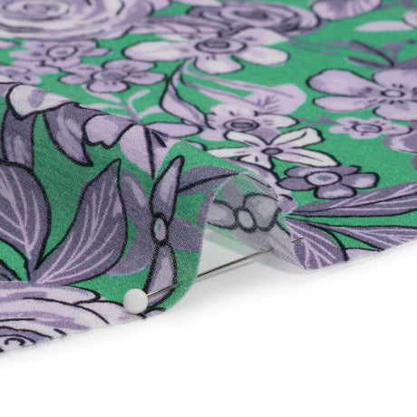 Crinkled Cotton Gauzy Woven Print - Lilac and Green Floral - Mood Exclusive Floral Farewell