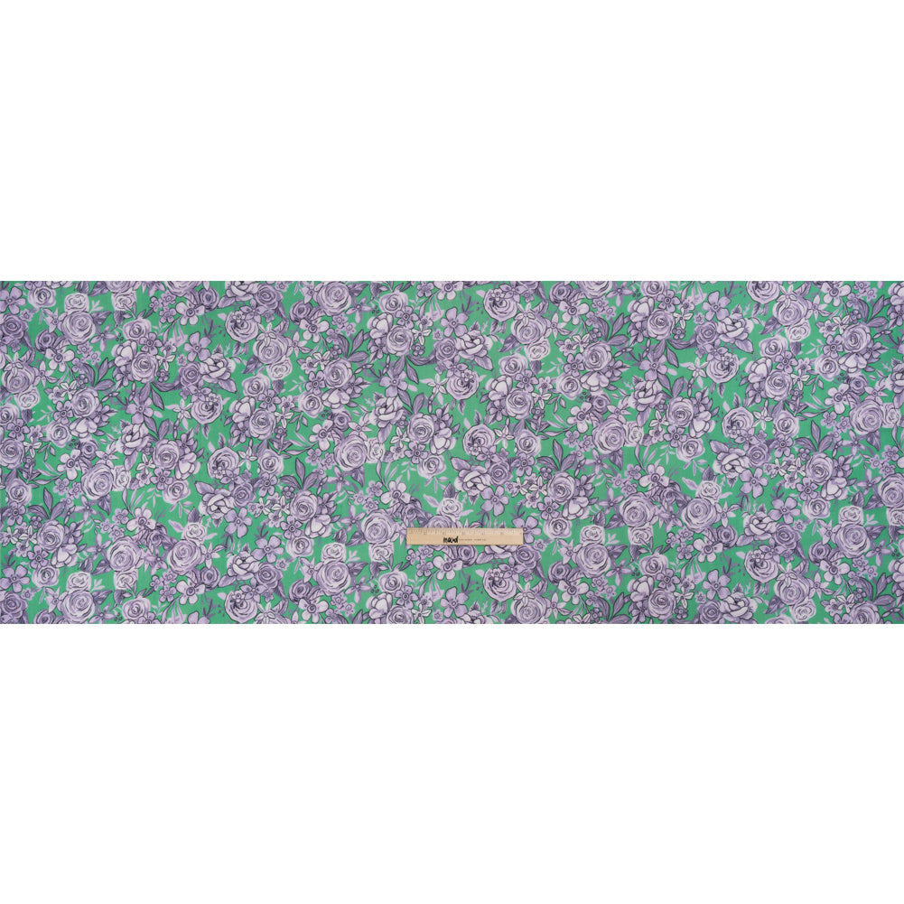 Crinkled Cotton Gauzy Woven Print - Lilac and Green Floral - Mood Exclusive Floral Farewell