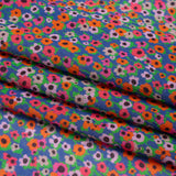 Crinkled Cotton Gauzy Woven Print - Hot Pink, Orange and Blue Floral - Mood Exclusive Bed of Begonias