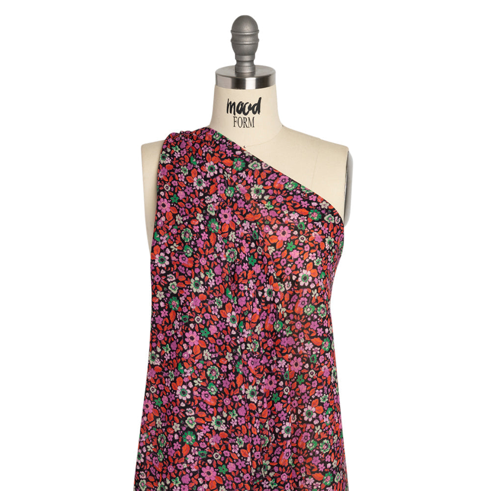 Crinkled Cotton Gauzy Woven Print - Red, Pink and Green Floral - Mood Exclusive The Perks of Being
