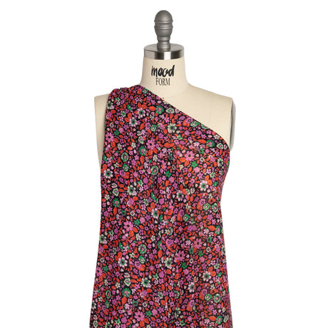 Crinkled Cotton Gauzy Woven Print - Red, Pink and Green Floral - Mood Exclusive The Perks of Being