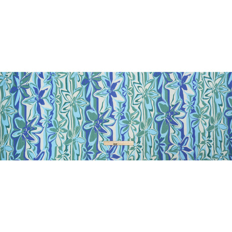 Crinkled Cotton Gauzy Woven Print - Blue and Green Floral Ripples - Mood Exclusive Float On