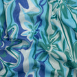 Crinkled Cotton Gauzy Woven Print - Blue and Green Floral Ripples - Mood Exclusive Float On