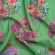 Crinkled Cotton Gauzy Woven Print - Green and Pink Floral Bunches - Mood Exclusive Flower Shoppe