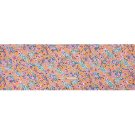 Crinkled Cotton Gauzy Woven Print - Creamsicle, Pink and Blue Floral - Mood Exclusive Derbyshire Stroll