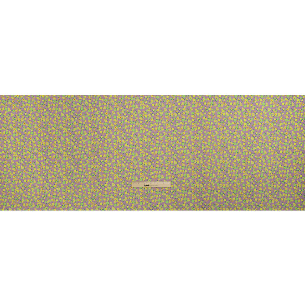 Crinkled Cotton Gauzy Woven Print - Yellow, Green and Lavender - Mood Exclusive Little Lillies