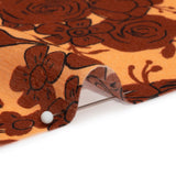 Crinkled Cotton Gauzy Woven Print - Rust and Pale Orange Floral - Mood Exclusive Floral Farewell