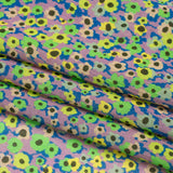 Crinkled Cotton Gauzy Woven Print - Lemon, Lime and Purple Floral - Mood Exclusive Bed of Begonias