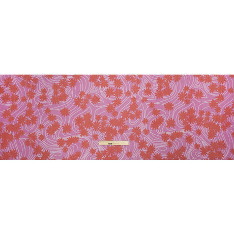 Crinkled Cotton Gauzy Woven Print - Red and Lilac Swirls and Florals - Mood Exclusive Daydreams and Daisies