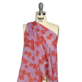 Crinkled Cotton Gauzy Woven Print - Red and Lilac Swirls and Florals - Mood Exclusive Daydreams and Daisies