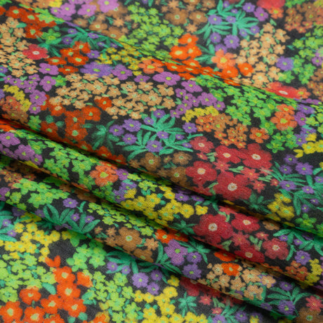 Crinkled Cotton Gauzy Woven Print - Green and Red Floral - Mood Exclusive The View Above