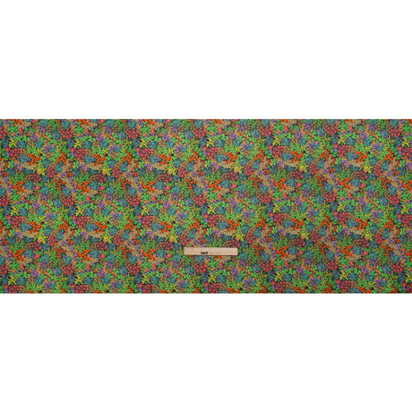 Crinkled Cotton Gauzy Woven Print - Green and Red Floral - Mood Exclusive The View Above
