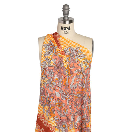 Mood Exclusive Orange In Her Hair Crinkled Gauzy Viscose Crepe Panel