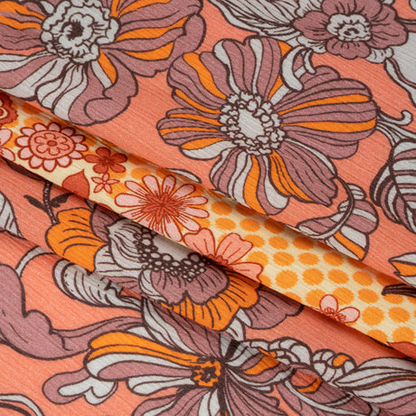 Mood Exclusive Orange In Her Hair Crinkled Gauzy Viscose Crepe Panel