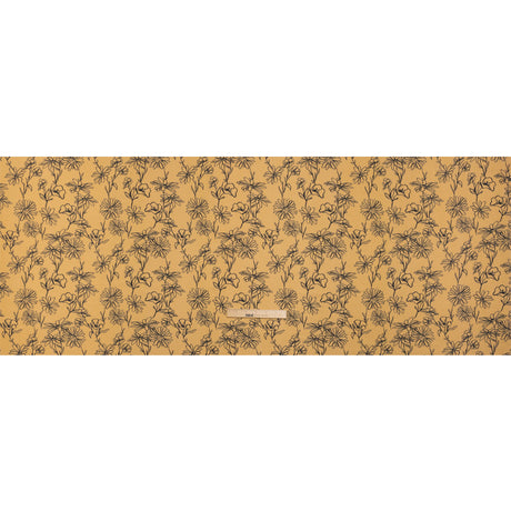 Mood Exclusive Beige Doodling Daisies Crinkled Gauzy Viscose Crepe