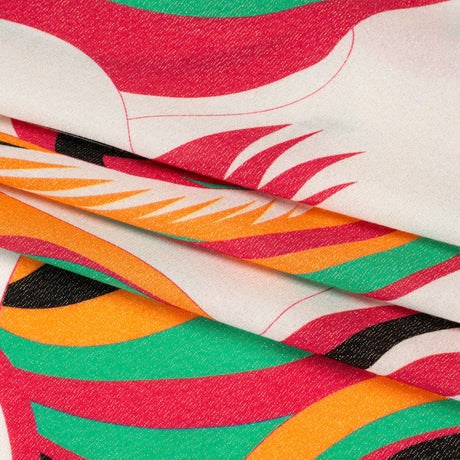 Metallic Viscose Woven Print - Pink, Green and White Abstract - Mood Exclusive Air Ride