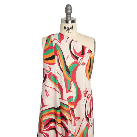 Metallic Viscose Woven Print - Pink, Green and White Abstract - Mood Exclusive Air Ride
