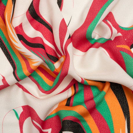 Metallic Viscose Woven Print - Pink, Green and White Abstract - Mood Exclusive Air Ride