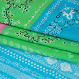 Metallic Viscose Woven Panel - Blue, Green and Pink Bandana Paisley Patchwork - Mood Exclusive Bandana Believer