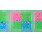 Metallic Viscose Woven Panel - Blue, Green and Pink Bandana Paisley Patchwork - Mood Exclusive Bandana Believer