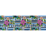 Metallic Viscose Woven Print - Blue Stripes and Florals - Mood Exclusive Countess Clarissa
