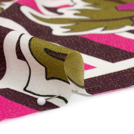Metallic Viscose Woven Print - Pink Stripes and Florals - Mood Exclusive Countess Clarissa