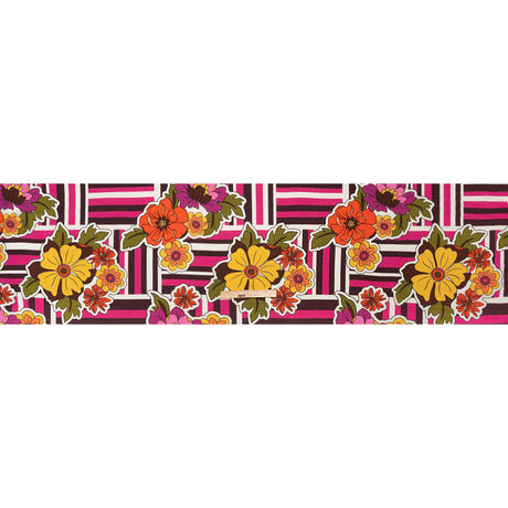 Metallic Viscose Woven Print - Pink Stripes and Florals - Mood Exclusive Countess Clarissa