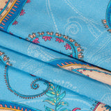 Metallic Viscose Woven Print - Blue and Peach Paisley - Mood Exclusive Bedelia Beginnings