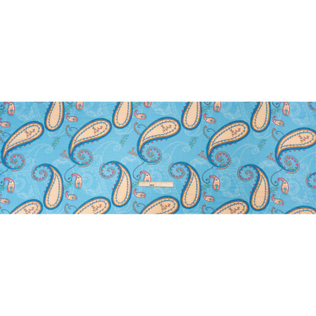 Metallic Viscose Woven Print - Blue and Peach Paisley - Mood Exclusive Bedelia Beginnings