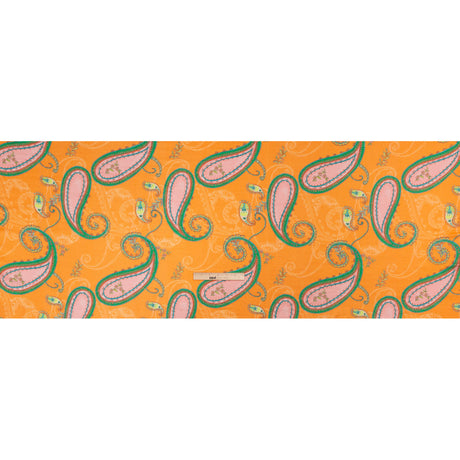 Metallic Viscose Woven Print - Orange and Green Paisley - Mood Exclusive Bedelia Beginnings