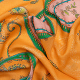 Metallic Viscose Woven Print - Orange and Green Paisley - Mood Exclusive Bedelia Beginnings