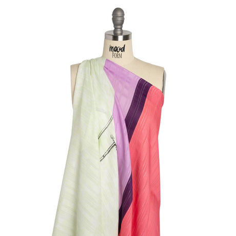 Mood Exclusive Pale Lime Pairs of Palm Metallic Striped Viscose Dobby