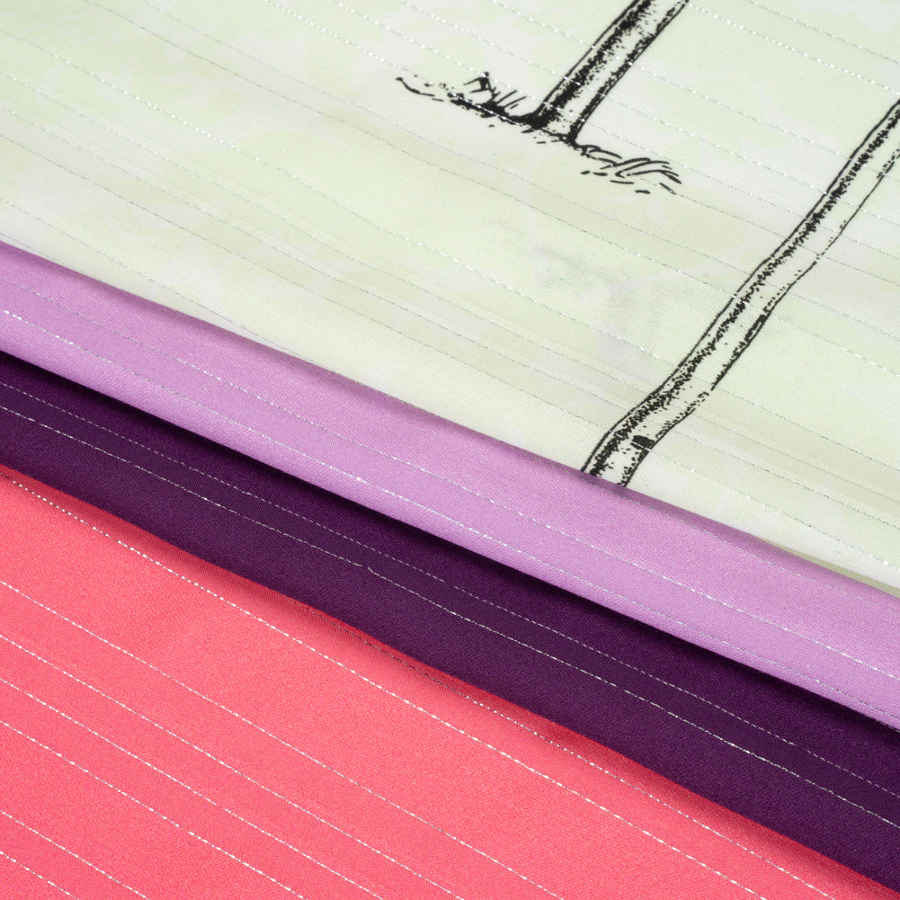 Mood Exclusive Pale Lime Pairs of Palm Metallic Striped Viscose Dobby