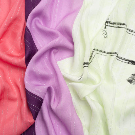 Mood Exclusive Pale Lime Pairs of Palm Metallic Striped Viscose Dobby