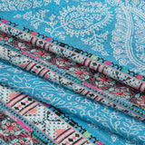 Metallic Striped Viscose Dobby Panel - Light Blue Paisley and Geometric - Mood Exclusive Bandana Bonanza