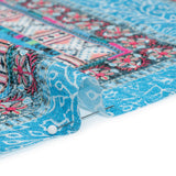 Metallic Striped Viscose Dobby Panel - Light Blue Paisley and Geometric - Mood Exclusive Bandana Bonanza