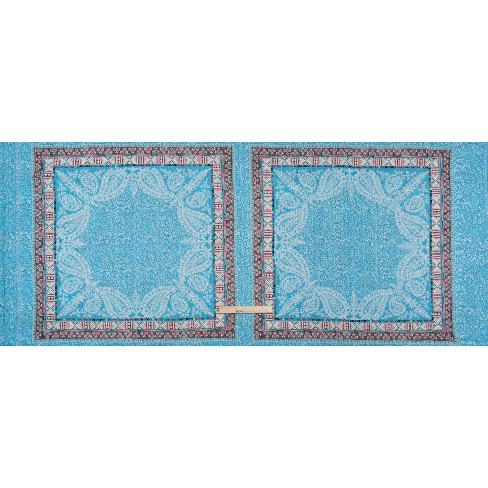 Metallic Striped Viscose Dobby Panel - Light Blue Paisley and Geometric - Mood Exclusive Bandana Bonanza