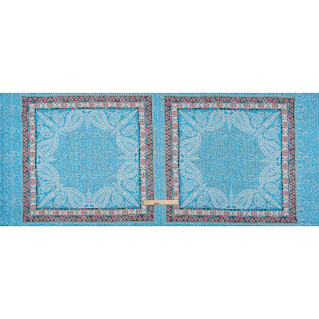 Metallic Striped Viscose Dobby Panel - Light Blue Paisley and Geometric - Mood Exclusive Bandana Bonanza