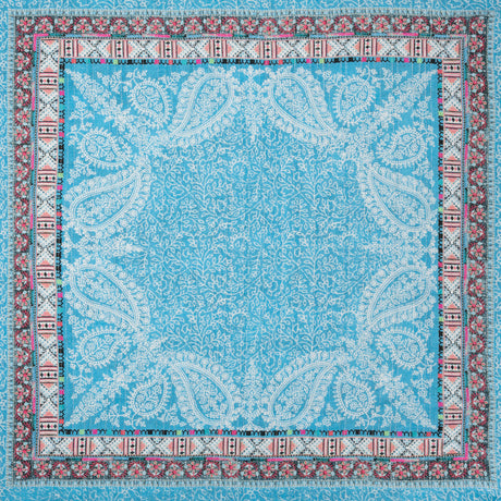 Metallic Striped Viscose Dobby Panel - Light Blue Paisley and Geometric - Mood Exclusive Bandana Bonanza