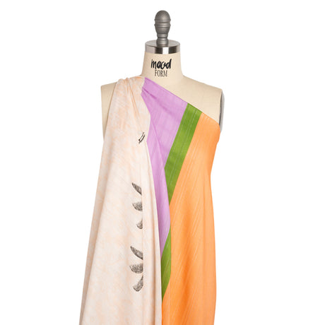 Mood Exclusive Light Peach Pairs of Palm Metallic Striped Viscose Dobby