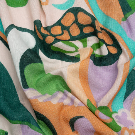 Mood Exclusive Orange Mid Mod Mushroom Slubbed Gauzy Cotton Woven