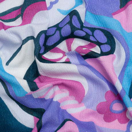 Mood Exclusive Purple Mid Mod Mushroom Slubbed Gauzy Cotton Woven