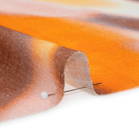 Slubbed Gauzy Cotton Woven Print - Orange, Pink and Brown Hazy Abstract - Mood Exclusive Scattered Sunlight