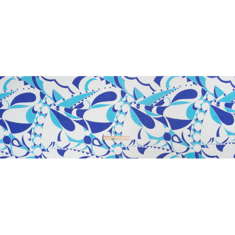 Slubbed Gauzy Cotton Woven Print - Blue and White Abstract - Mood Exclusive Circus of Clouds
