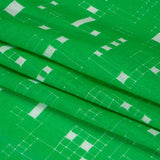 Slubbed Gauzy Cotton Woven Print - Kelly Green Geometric Squares - Mood Exclusive Blocked In